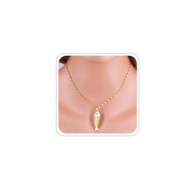 Imagem de ANGLEQUEEN Colar de peixe para mulheres, colares com pingente de peixe, boêmio, praia, verão, oceano, praia, corrente de sereia, presentes para mulheres, Cobre, Sem Pedra Preciosa