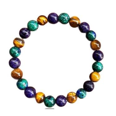 Imagem de Pulseira de atração de dinheiro feminina masculina pedra natural olho de tigre feita à mão joias com contas elásticas riqueza energia cristais de cura yoga amizade presente de Natal, Medium, Latão
