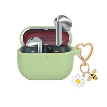 Imagem de QIMZBAAT Capa para Samsung Galaxy Buds 3 e Galaxy Buds 3Pro e Bud 3 FE com chaveiro fofo com pingente de margarida de abelha, capa protetora de silicone macio para Samsung Galaxy Buds3 Series Capa de