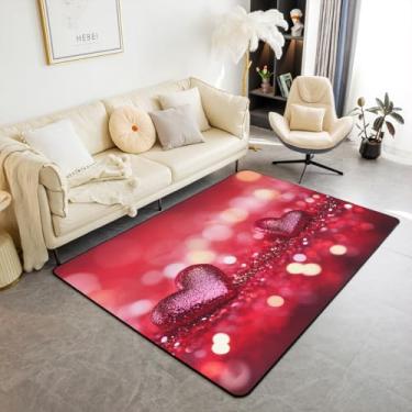 Imagem de Feelyou Tapete decorativo de coração vermelho, 7,5 x 12,5 cm, presente de dia dos namorados, para crianças, meninos, meninas, amor, coração, sala de estar, tapete vermelho para ambientes internos