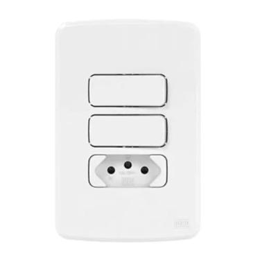 Imagem de Interruptor COMPOSÉ Composto com Placa, 2 Tomadas Tripolar + Tomada 2P+T, 20A, Branco WEG