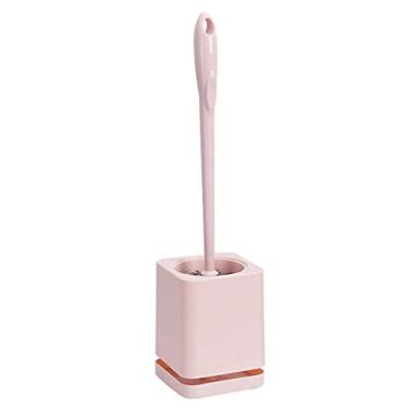 Imagem de Escova de vaso sanitário multifuncional de cabo longo montada na parede escova de vaso sanitário design simples escova de banheiro doméstico conjunto de escova de vaso sanitário e suporte (cor: Br (B)