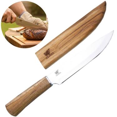 Imagem de Faca de Churrasco Inox Hitita 8 Pol Com Bainha de Madeira Carmel Imports