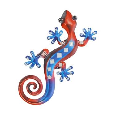 Imagem de Ｂｅｓｇａ Arte de parede em metal com lagartixa, peça decorativa 2D para pendurar, ideal para, café, pátio, casa, escritório e sala de estar, Vermelho