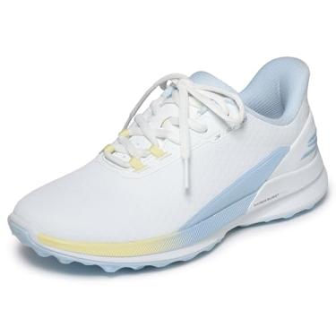 Imagem de Skechers Go Golf Tênis feminino Pure Slip-in Spikeless impermeável para golfe, Cinza claro/azul-piscina, 39