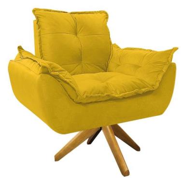 Imagem de Poltrona Opala Base Giratória de Madeira Sintético - Amarena Móveis, A