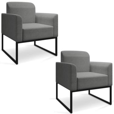 Imagem de Kit 2 Poltronas Decorativas Industrial Preta A26 Grafite