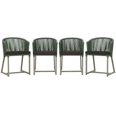 Imagem de 4 Cadeiras De Jantar Noronha Fendi Corda Náutica E9 Trama Verde
