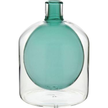 Imagem de Vaso Decorativo Enfeite Casa Garrafa Vidro 17x15x15cm Cinza