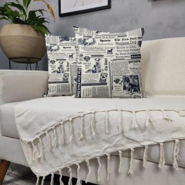 Imagem de Kit Manta Para Sofá Bege + 2 Capas De Almofada Com Zíper - Genérico, 0