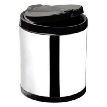 Imagem de Lixeira de Pia Inox Com Tampa Preta Click 2,5 Litros Cesto de Lixo Coz