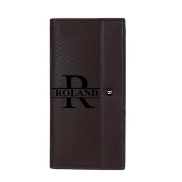 Imagem de Carteira de couro longa personalizada para homens com bloqueio de RFID