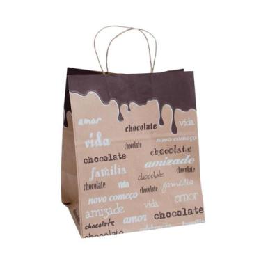 Imagem de Kit Sacola Páscoa Palavras 20x15x25cm 10 Unidades Para Ovo Chocolate K