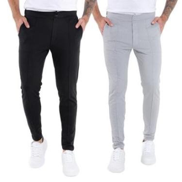 Imagem de KIT 2 Calças Sociais Moletinho Alfaiataria Masculina-Masculino