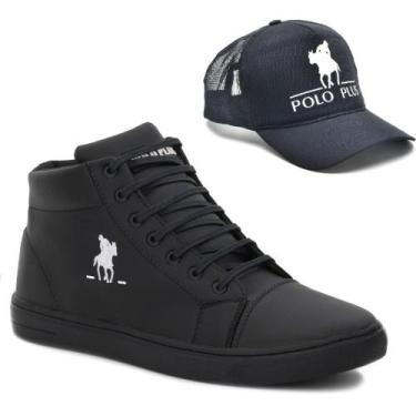 Imagem de Kit Tênis Casual Com Boné Básico Polo Plus Estiloso com Fecho Ajustáve
