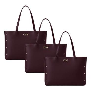 Imagem de Bolsa Feminina Sacola Grande Kit Com 3 Peças Universitária De Ombro Co