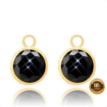 Imagem de Pingente para Brinco em Ouro 18k Pedra 6mm Negro - Dream Factory Jóias