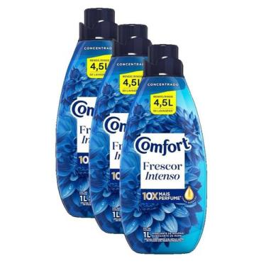 Imagem de kit 3 Amaciante Comfort Concentrado Frescor Intenso 1L