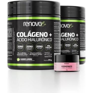 Imagem de Colágeno E Ácido Hialurônico 2 Potes Renova Be+creme, Limão