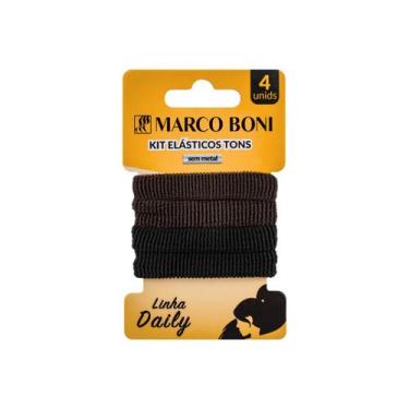 Imagem de Kit 4 Elásticos De Cabelo Sem Metal Linha Daily Marco Boni Cor:Marrom 