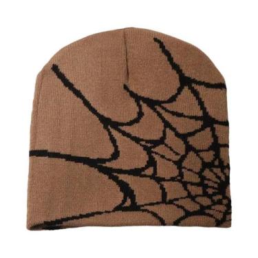 Imagem de Gorro Unissex Quente De Tricô Com Design De Teia De Aranha, Estilo Y2K