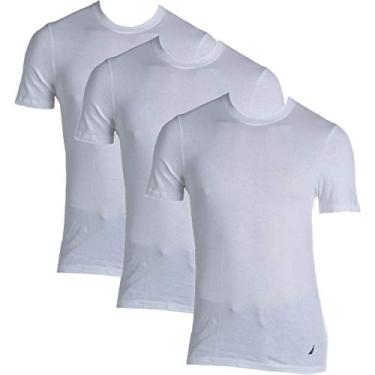 Imagem de Nautica – Pacote com 3 camisetas masculinas de gola redonda de algodão, adulto, Branco, Medium