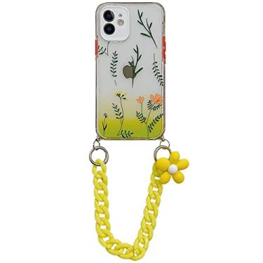 Imagem de Capa de telefone com pulseira de flor bonito para iPhone 12 13 11 Pro Max 7 8 Plus X XR XS Max Moda floral portátil corda transparente capa macia, DS175,1, para, iPhone7Plus