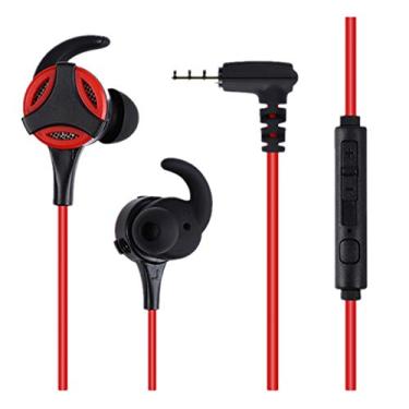 Imagem de Fones de ouvido intra-auriculares portáteis com fio, controle de volume, fone de ouvido com fio, jogos, fone de ouvido para jogos, som estéreo - vermelho