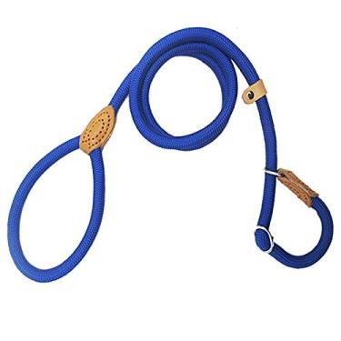 Imagem de Yajun Coleira de treinamento para cães de nylon trançado macio com trava de borracha para prender suas caminhadas mais agradáveis, azul, largura - 0,8 cm