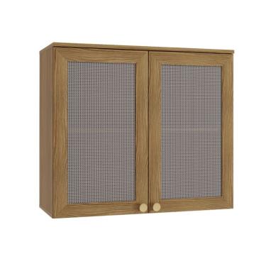 Imagem de Armário Aéreo Botanic com Tela 2 Portas Nogueira 80 cm