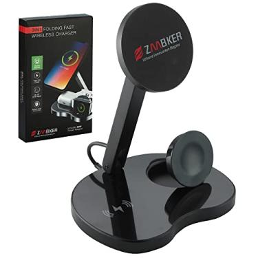 Imagem de ZAABKER Carregador sem fio 3 em 1 para iPhone carregador magnético de substituição para carregador MagSafe Apple preto