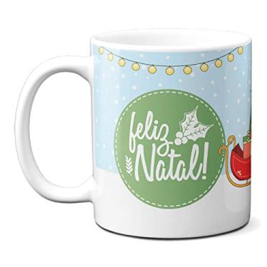 Imagem de Caneca Árvore De Natal Presente Fofo Trenó Papai Noel (Branca)