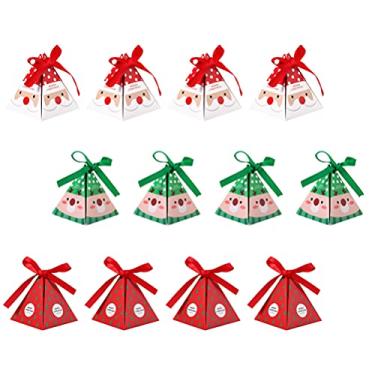 Imagem de 24pcs Christmas Candy Boxes Pyramid Wedding Favor Boxes Triangular Party Favor Treat Goody Boxes Christmas Holiday Party Supplies