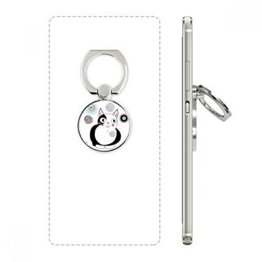 Imagem de Suporte de anel de telefone Animal Cute Fat Cat Smile com laço ajustável