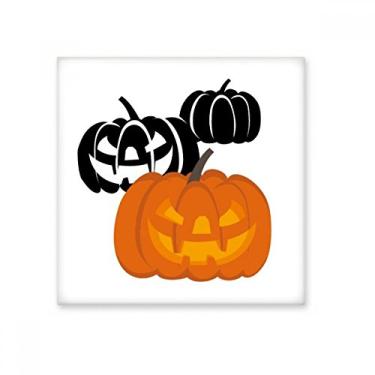 Imagem de Três abóboras Halloween Hallowmas azulejo de cerâmica brilhante decalque pedra adornada tijolo vitrificado