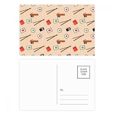 Imagem de Conjunto de cartão postal japonês rosa sushi hashis cartão de felicitações de aniversário