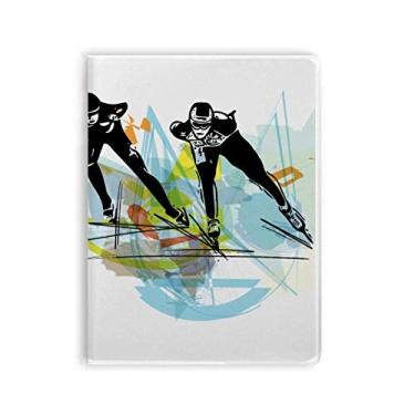 Imagem de Caderno de anotações em aquarela esportivo Speed Skating Athletes capa macia Diário