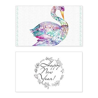Imagem de Pássaro colorido em aquarela festival ano novo cartão felicitações Bless mensagem presente