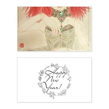 Imagem de Boneca fantoche estilo chinês aquarela ano novo festival cartão felicitações Bless mensagem presente