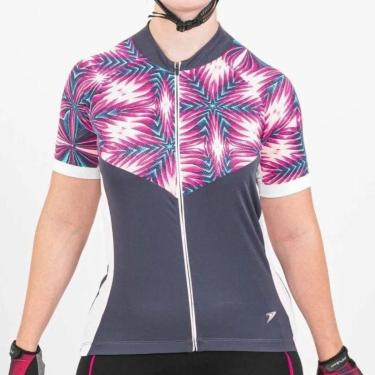 Imagem de Camisa Ciclista Feminina Ziper, Manga Curta - Aura, Poker-Feminino