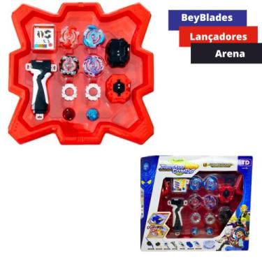 Imagem de Tornado Gyro Combat - 3 Beyblades + Arena + Lançadores Brinquedos Inte