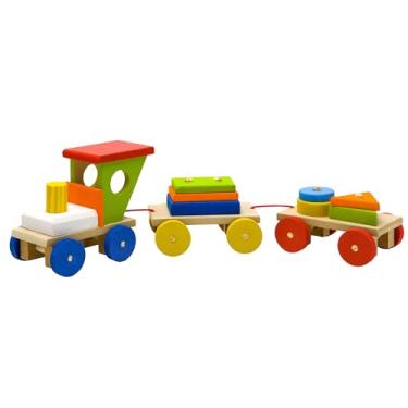 Imagem de Trem Articulado Pedagógico Brinquedo Geométrico Montessori