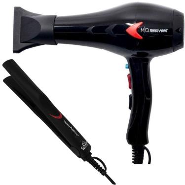 Imagem de Kit - Secador Mq Turbo Point Black 2000W 127V + Prancha Gama Eleganza Plus Ceramic Ion 210ºc