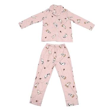Imagem de PRETYZOOM 2 Conjuntos pijama de gato de lapela pijama de manga comprida camisas de noite femininas pijamas femininos pijama feminino camisola de manga comprida seção fina mulher