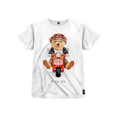Imagem de Camiseta Infantil 100% Algodão Premium Estampada Urso Mobilet Branco 14