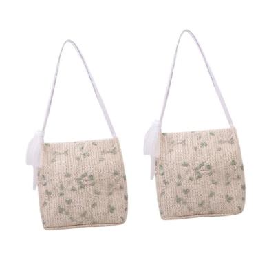 Imagem de PRETYZOOM 2 Peças bolsa diagonal bolsas de balde para mulheres bolsa de tecido Bolsa de ombro bolsa feminina saco de tecelagem Moda bolsas femininas bolsa de palha Saco de tecido Senhorita