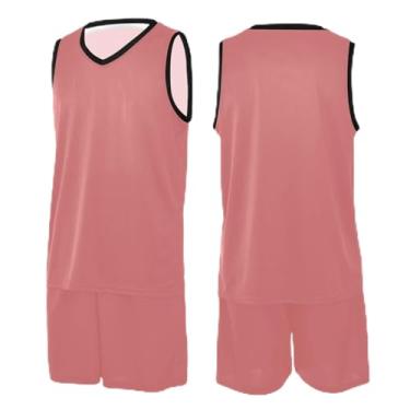 Imagem de CHIFIGNO Camiseta de basquete com bolinhas rosa choque para adultos, camiseta de futebol PP-3GG, Coral claro, M