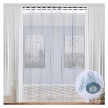 Imagem de SHAARI Cortina de porta de vinil tira de plástico tiras de plástico transparente cortinas de congelador para violino, portas de armazém (cor: transparente, tamanho: 105 x 220 cm/41,34 x 86,61 pol.)
