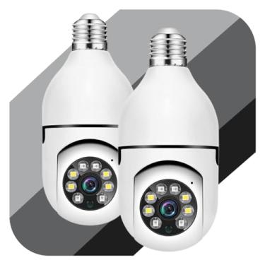 Imagem de Kit 2 Câmera Segurança Ip Wifi Lâmpada 360° Inteligente Prova D'água Giratória Visão Noturna Infravermelho 1080P HD Premium Câmeras Wireless