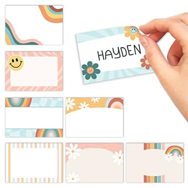 Imagem de Etiquetas de nome – 56 crachás para sala de aula, etiquetas de nome para crianças, etiquetas adesivas de sala de aula para professores, adesivos para roupas, etiquetas decorativas, etiquetas de cubo